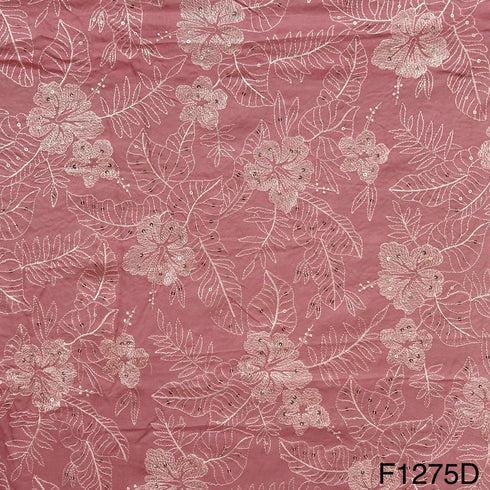 Thread Sequins Embroidered Viscose Organza Fabric-F1275