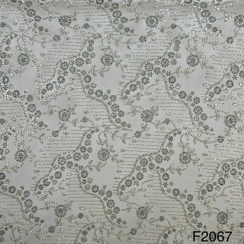 Imported Net With Sequins Beads Work Fabric-F2067