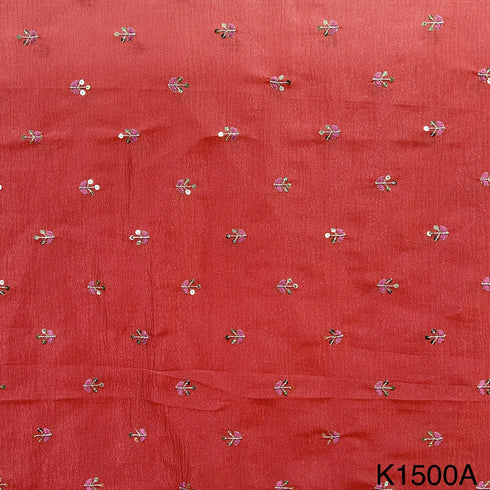 Zari Sequins Buti Crushed Organza Fabric-F1500