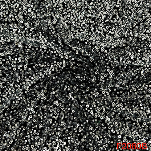 Cut Dana Work Sequins Embroidered Velvet Fabric-F2080