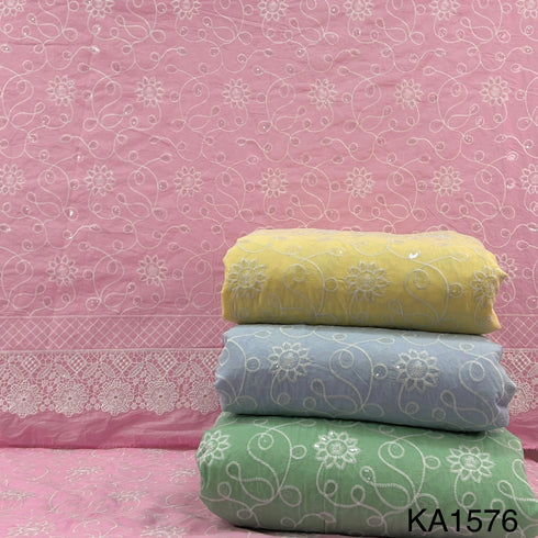 Embroidered Sequins Cotton Fabric-KA1576