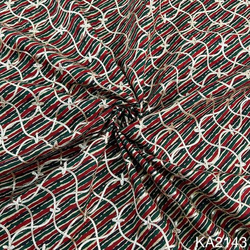 Printed Gota Patti Cotton Fabric-KA2143