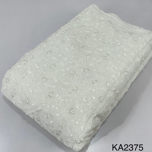 Embroidered Cut Dana Work Dyeable Organza Fabric - KA2375