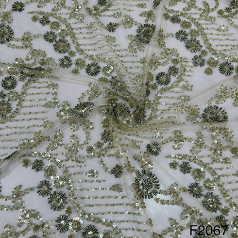 Imported Net With Sequins Beads Work Fabric-F2067