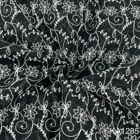 Embroidered Kota Cotton Fabric-KA1285