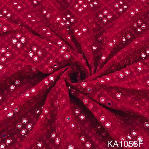 Embroidered Faux Mirror Georgette