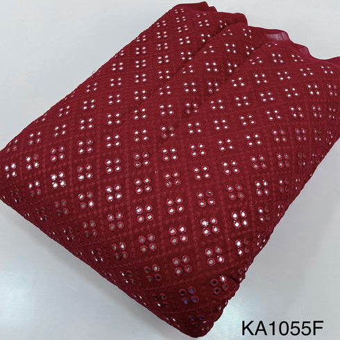 Embroidered Faux Mirror Georgette