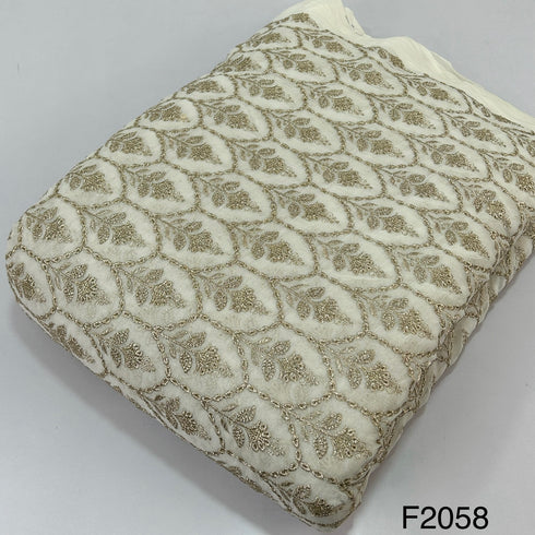 Dyeable Zari Embroidered Georgette Fabric-F2058