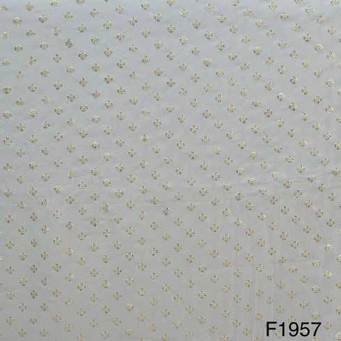 Dyeable Thread Sequins Embroidered Georgette Fabric- F1957