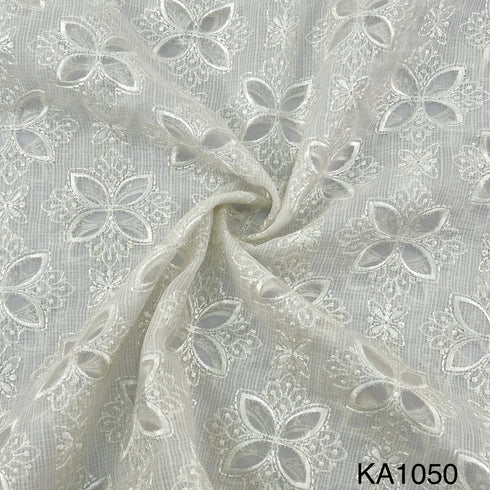 Embroidered Kota Cotton Fabric-KA1050