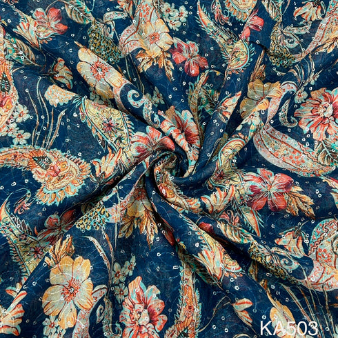 Embroidered Sequins Georgette Fabric-KA503