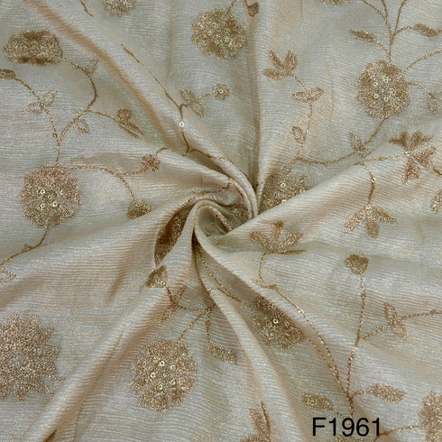 Zari Sequins Embroidered Tissue Fabric-F1961