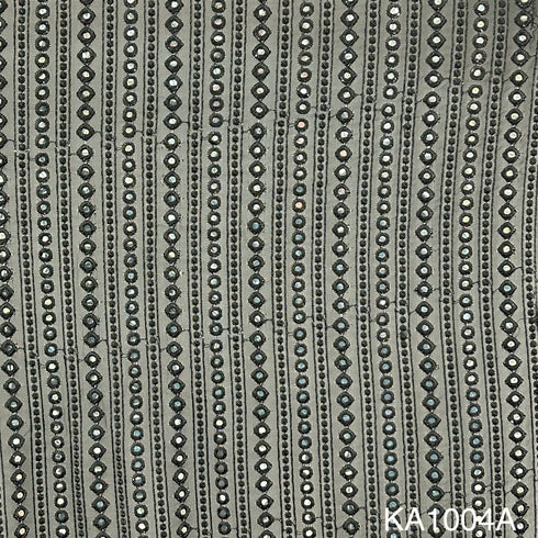 Embroidered Faux Mirror Georgette Fabric-KA1004