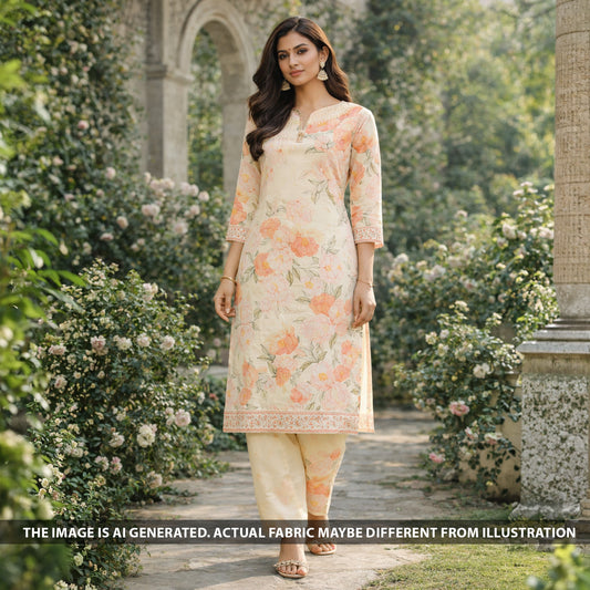 Digital Print Hakoba Cambric Cotton Fabric - F6316