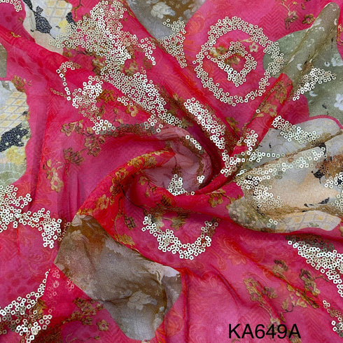Printed Sequins Georgette Fabric-KA649