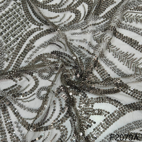 Imported Net With Sequins Beads Fabric - F2079