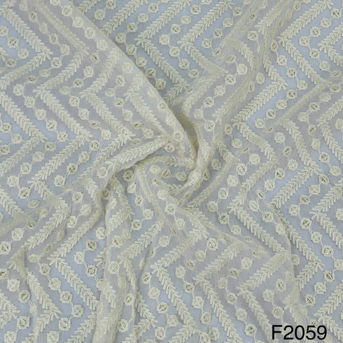 Dyeable Thread Sequins Embroidered Georgette Fabric - F2059