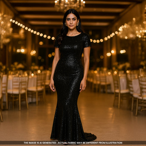 Sequins Lycra Net Fabric-F4442