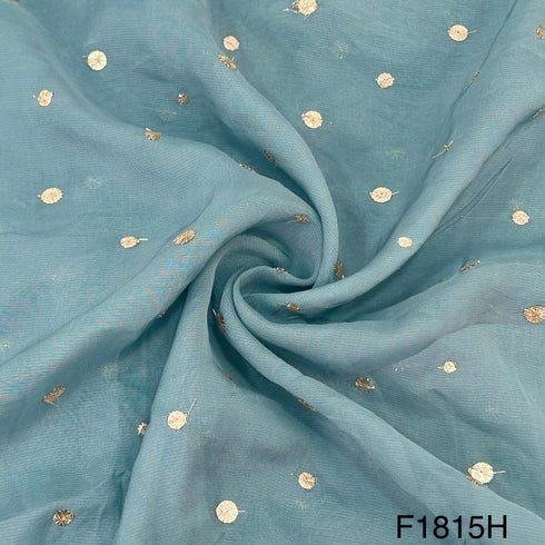 Zari Sequins Viscose Organza Fabric-F1815