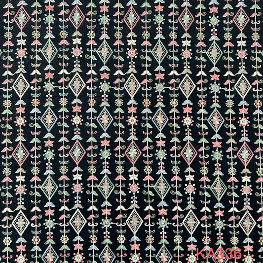 Thread Embroidered Sequins Cotton Silk Fabric KA936