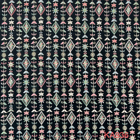 Thread Embroidered Sequins Cotton Silk Fabric KA936