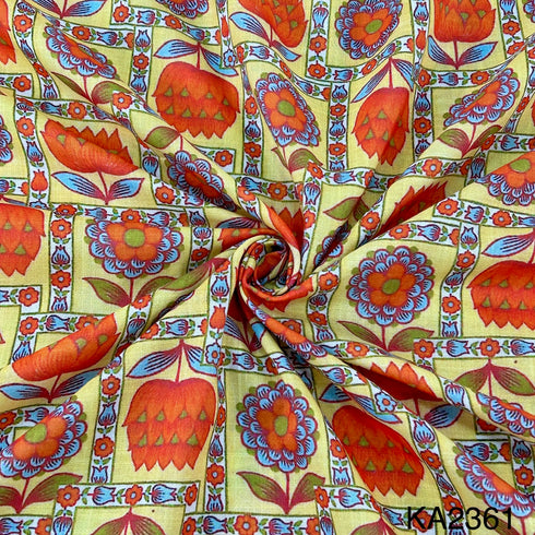 Printed Slub Cotton Fabric-KA2361