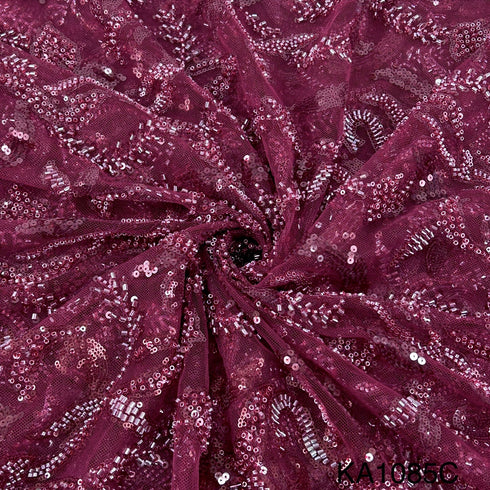 Embroidered Sequins Cut Dana Work Net Fabric KA-1085