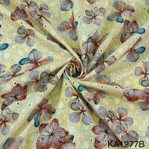 Chikankari Printed Cotton Fabric-KA1277