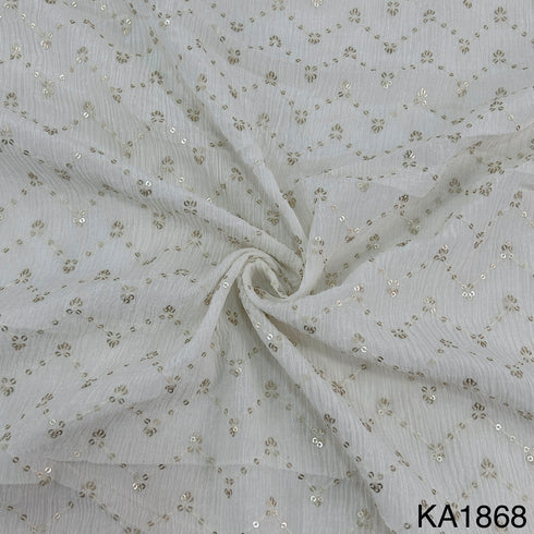 Dyeable Embroidered Sequins Chinon Chiffon Fabric - KA1868