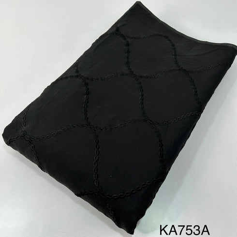 Thread Embroidered Chanderi Silk Fabric KA753