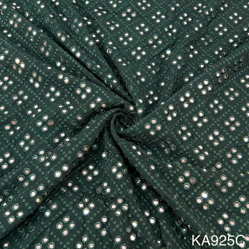 Embroidered Faux Mirror Georgette Fabric-KA925