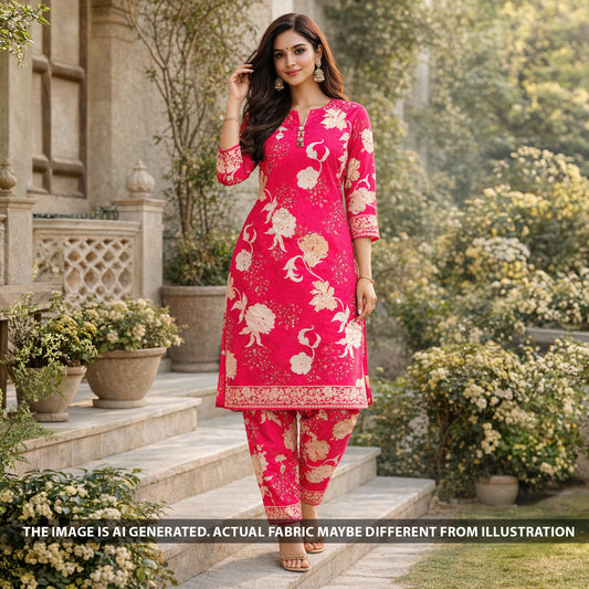 Digital Print Hakoba Cambric Cotton Fabric - F6315