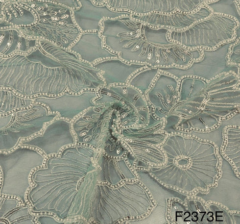 Sequins Embroidered Beads Net Fabric-F2373