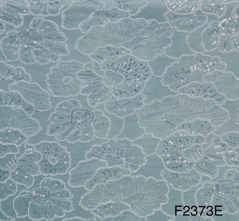 Sequins Embroidered Beads Net Fabric-F2373