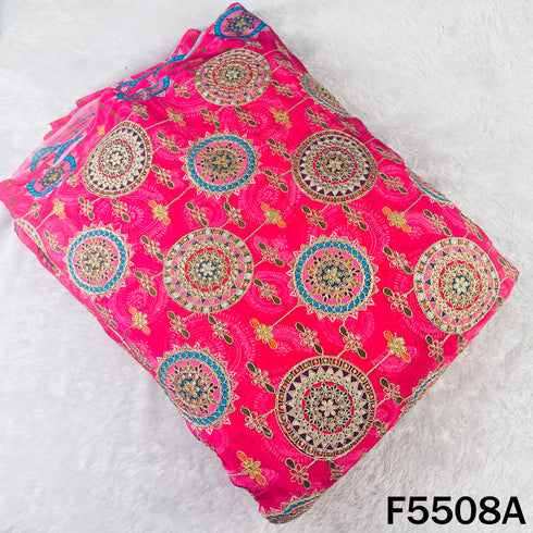 Positional Print Zari Sequins Embroidered Crepe Fabric - F5508