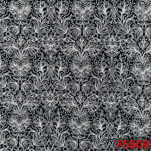 Thread Sequins Embroidered Dola Silk Fabric - F5509