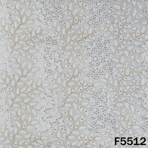 Dyeable Zari Sequins Thread Embroidered Georgette Fabric - F5512