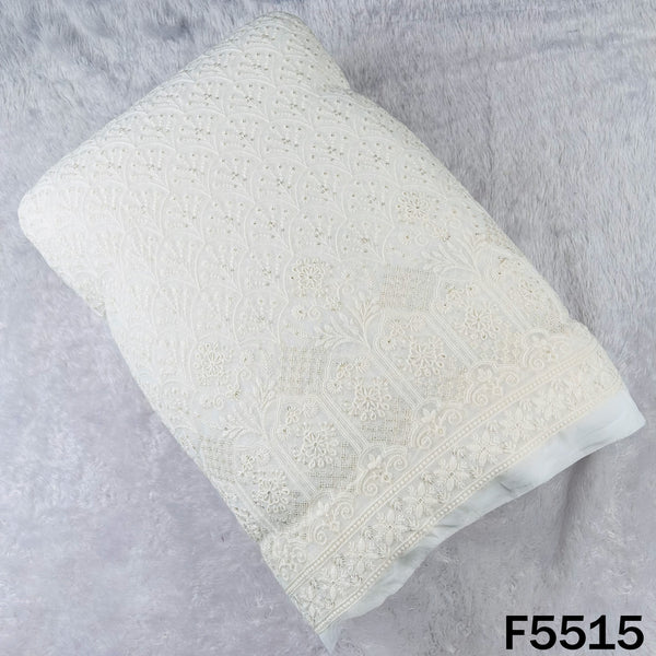 Dyeable Thread Sequins Embroidered Georgette Fabric - F5515