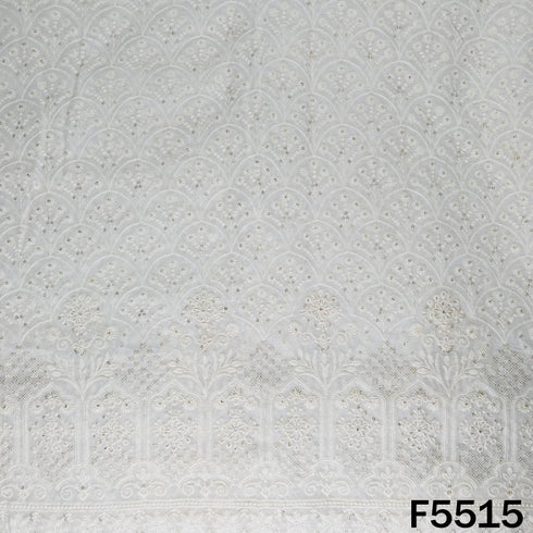 Dyeable Thread Sequins Embroidered Georgette Fabric - F5515