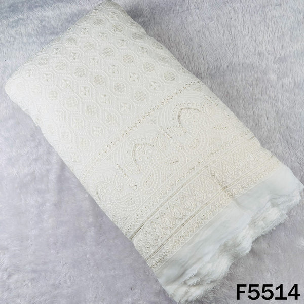 Dyeable Thread Sequins Embroidered Georgette Fabric - F5514
