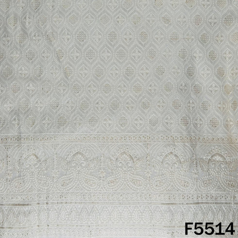 Dyeable Thread Sequins Embroidered Georgette Fabric - F5514