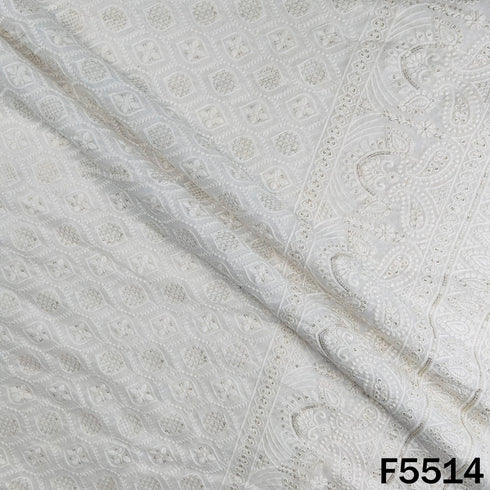 Dyeable Thread Sequins Embroidered Georgette Fabric - F5514