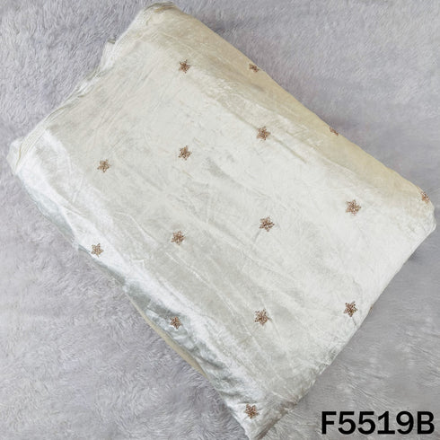 Dyeable Cut Dana Thread Sequins Embroidered Velvet Fabric - F5519