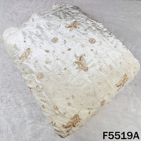 Dyeable Cut Dana Thread Sequins Embroidered Velvet Fabric - F5519