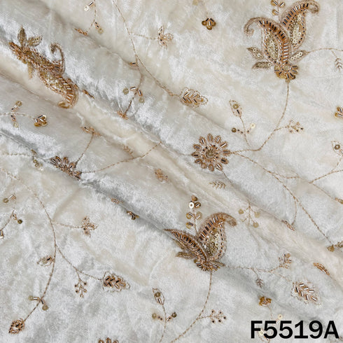 Dyeable Cut Dana Thread Sequins Embroidered Velvet Fabric - F5519