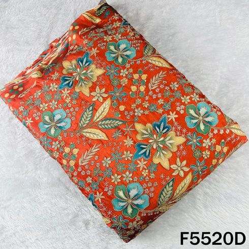 Digital Print Zari Sequins Embroidered Crepe Fabric - F5520