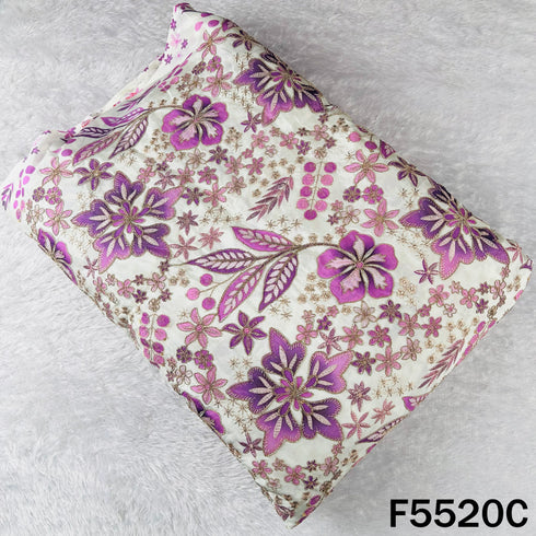 Digital Print Zari Sequins Embroidered Crepe Fabric - F5520