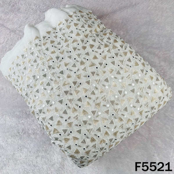 Dyeable Thread Sequins Embroidered Faux Mirror Work Georgette Fabric - F5521