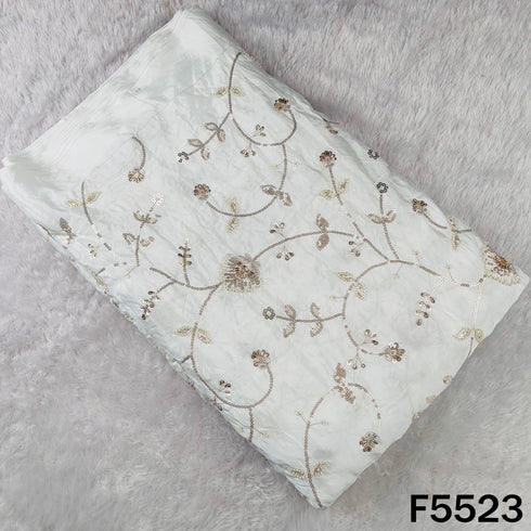 Dyeable Cut Dana Zari Sequins Embroidered Crepe Fabric - F5523