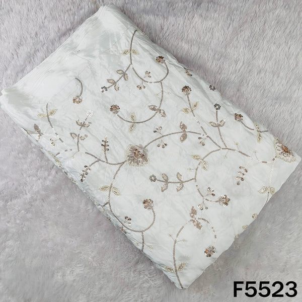 Dyeable Cut Dana Zari Sequins Embroidered Crepe Fabric - F5523